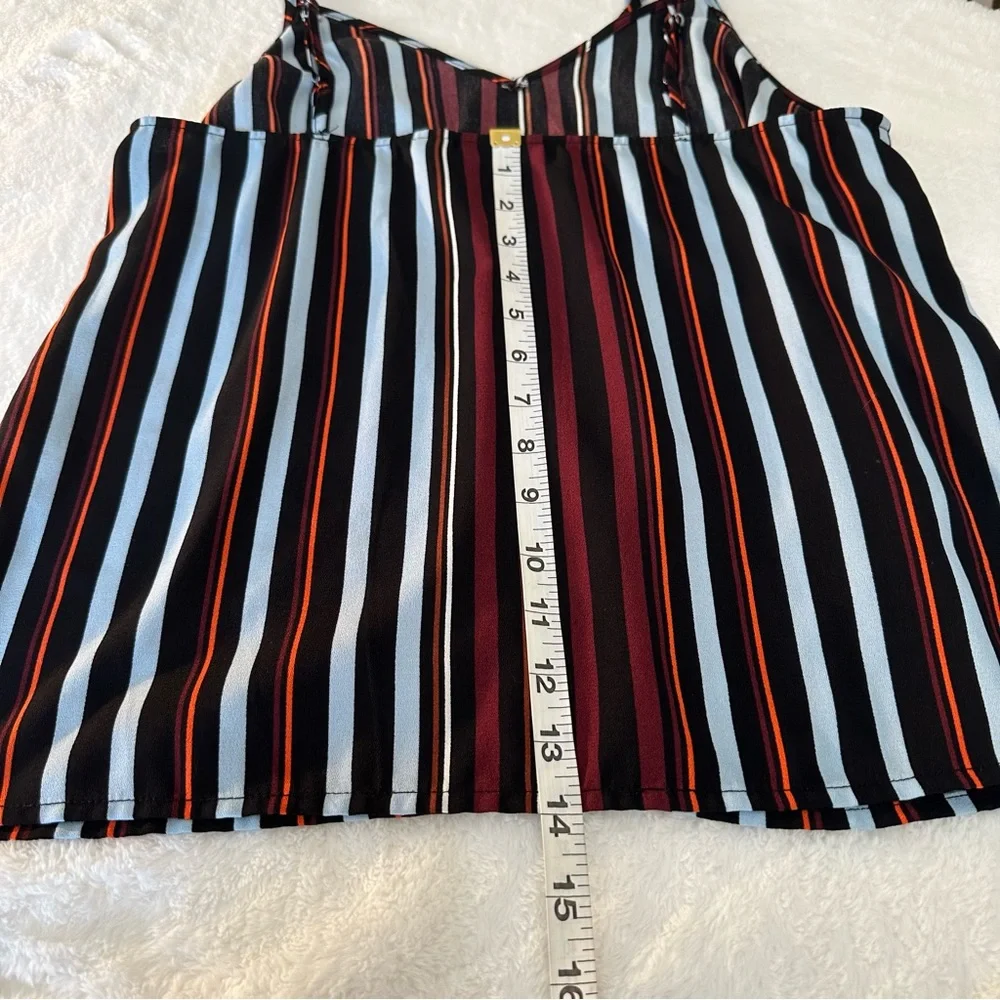 Halogen V-Neck Striped Adjustable Straps Tank Top Camisole Size M - Picture 10 of 11